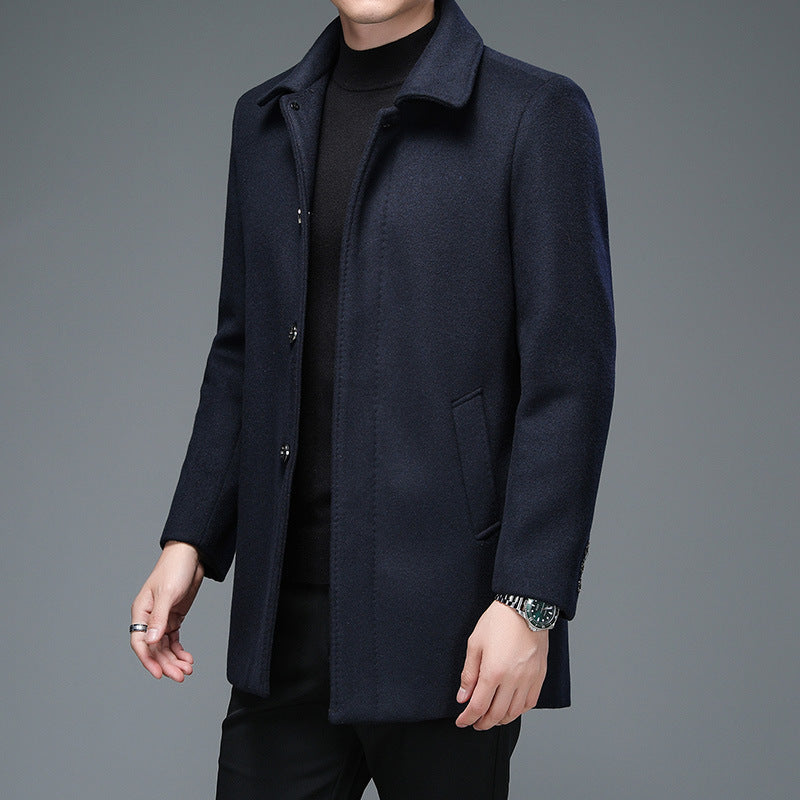 Trench Coat Mid-length Long Sleeve Lapel Korean Style Casual Jacket