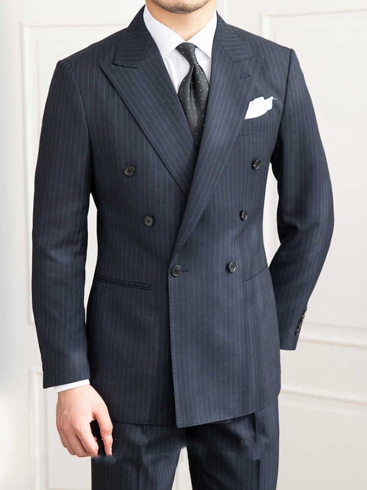 Homemade Six Button A Stripe Slim Fit Casual Retro Suit