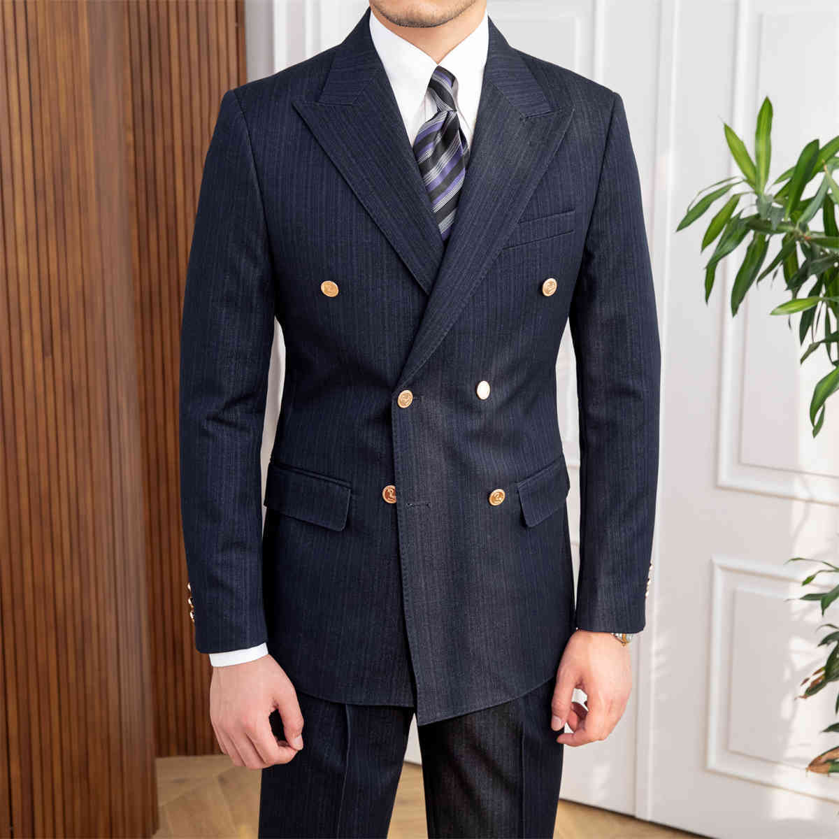 Autumn New Style Double Breasted Slim Fit Suit