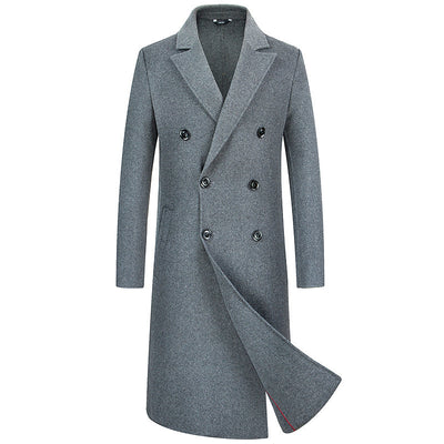 Woolen Coat Trench Coat Double Breasted Long Below The Knee