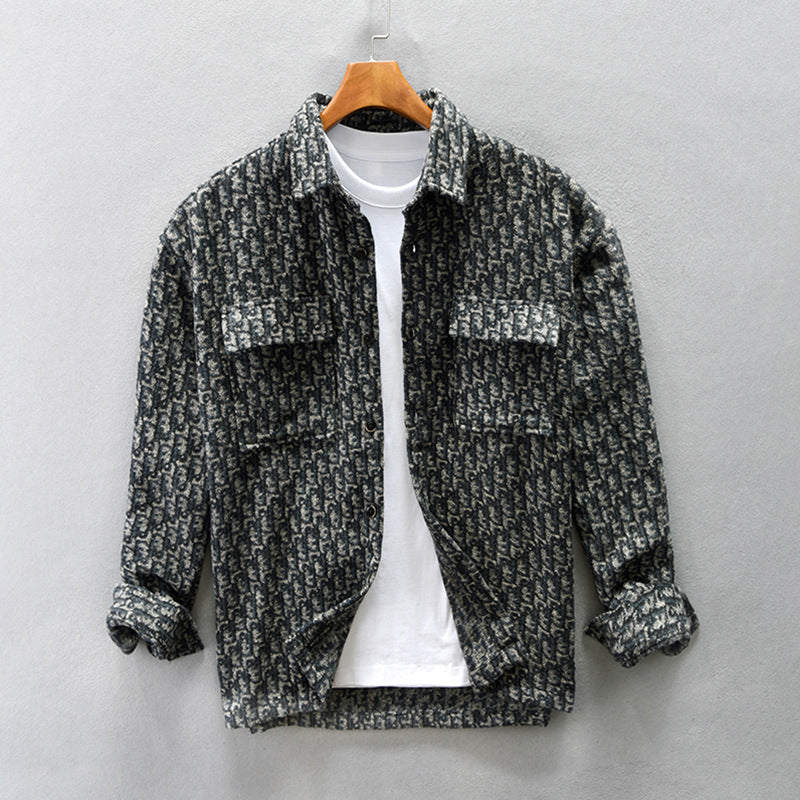 Men's Wide-style Drop-shoulder Woolen Shirt Coat