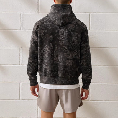 Printed Hoodie Paisley Design Men's Upperwear