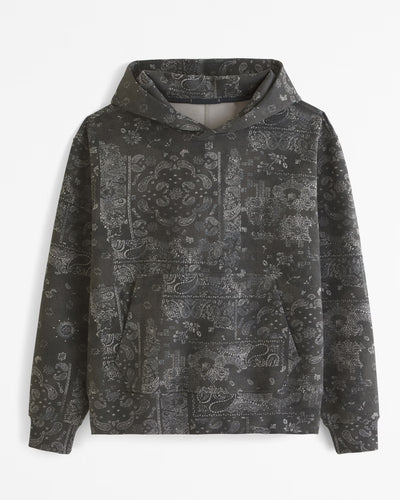 Printed Hoodie Paisley Design Men's Upperwear