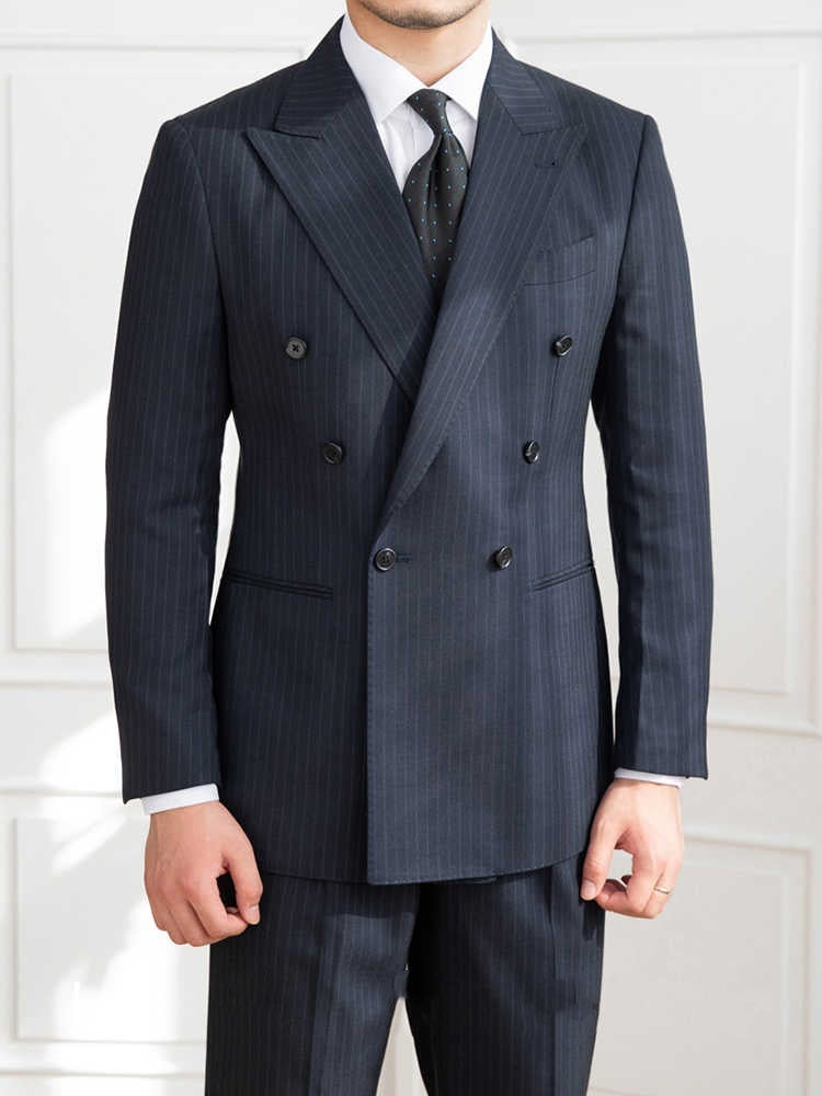 Homemade Six Button A Stripe Slim Fit Casual Retro Suit