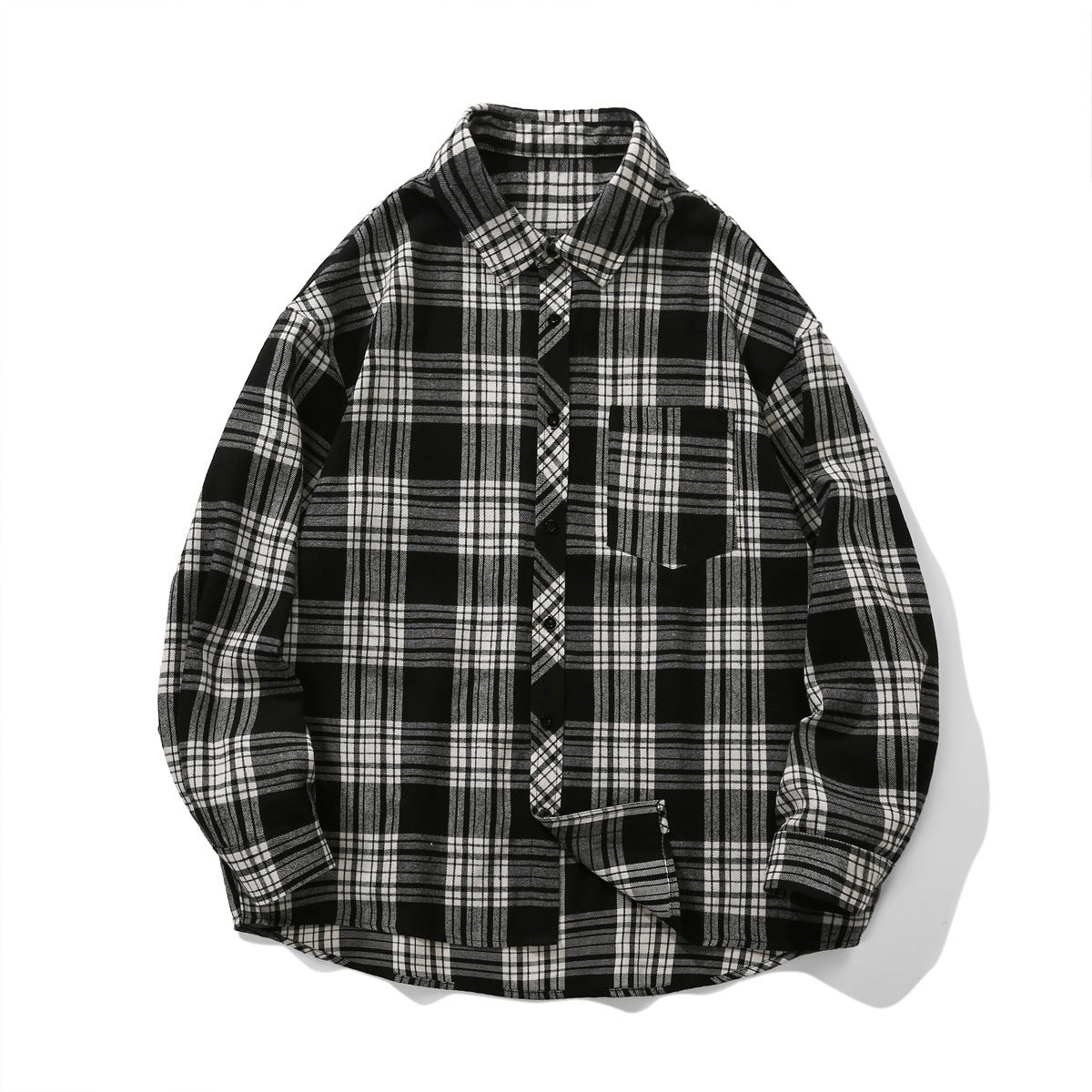 American Retro Plaid For Men Spring And Autumn Loose Casual Bottoming Shirt Coat