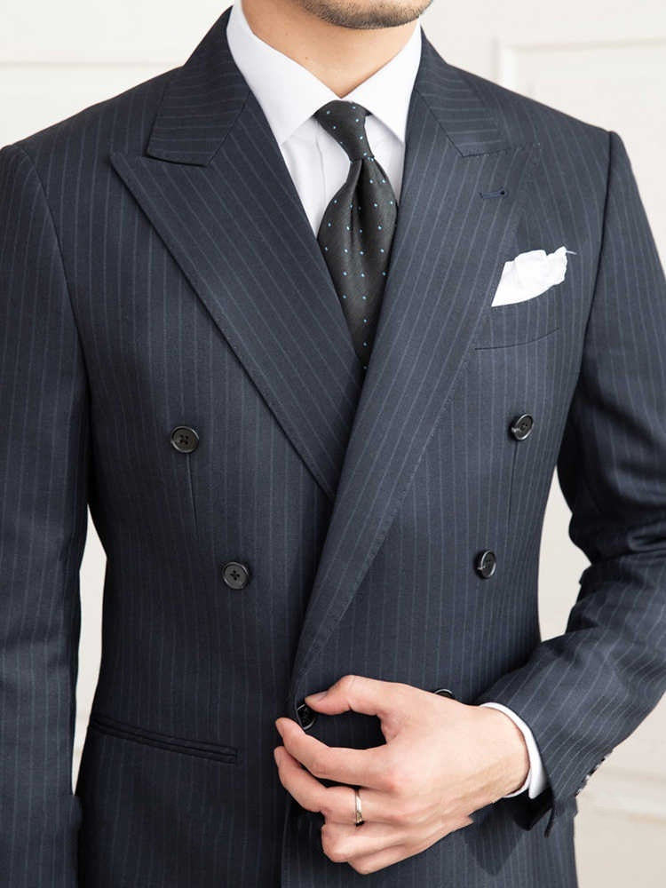 Homemade Six Button A Stripe Slim Fit Casual Retro Suit