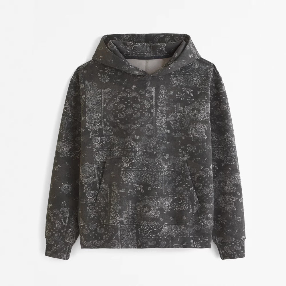 Printed Hoodie Paisley Design Men's Upperwear